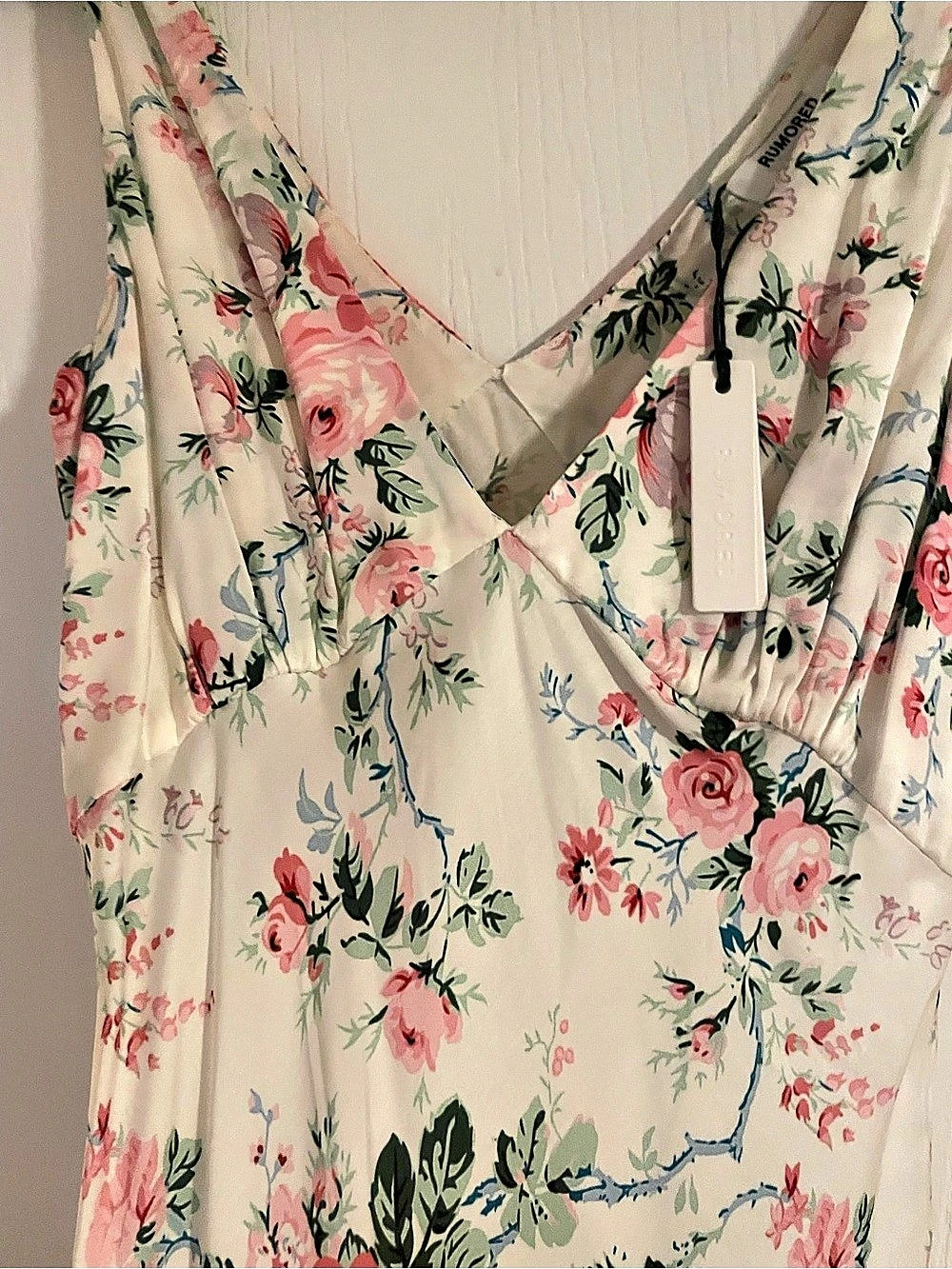 RUMORED Vintage Slip Maxi Dress Pink & Green